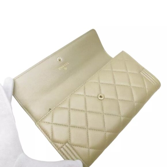 CHANEL Boy Chanel Matelasse Long Wallet Caviar Beige Leather - Picture 7 of 12